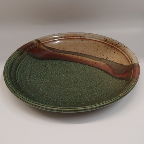 Click to view detail for #220725A Bowl, Shallow Salad Green/Tan/Black $32